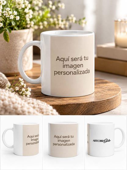 Taza blanca de cerámica de 11 oz- PERSONALIZADA CON TU IMAGEN