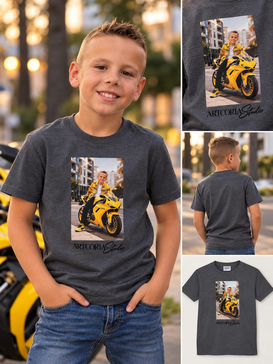 Camiseta de cuello redondo infantil unisex clásica- PERSONALIZADA (XS-XL)